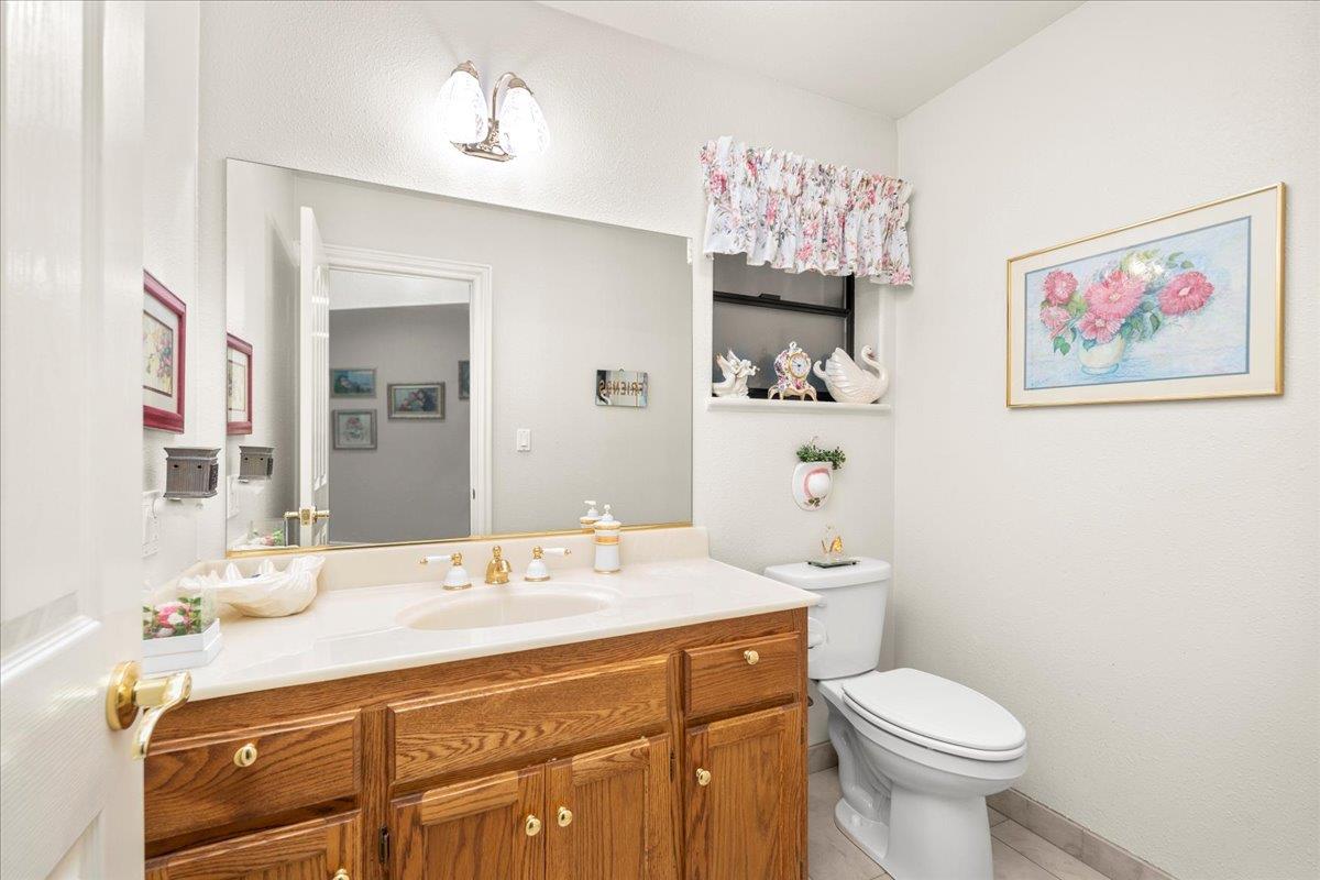 4616 Freelove Road Oakdale, CA 95361 - Photo 22 of 86 a bathroom with a sink a toilet and a mirror