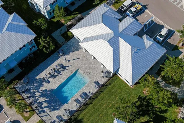 an aerial view of a house