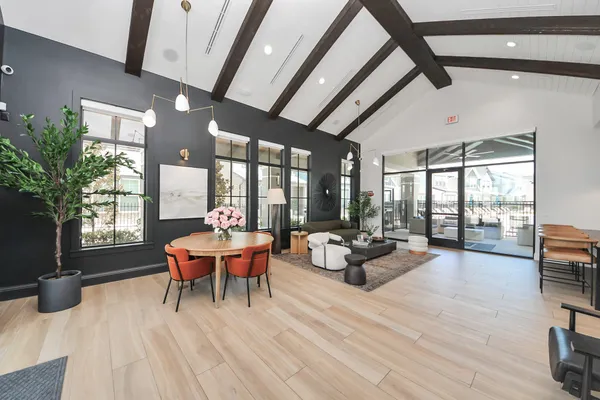 a outdoor space with a large window