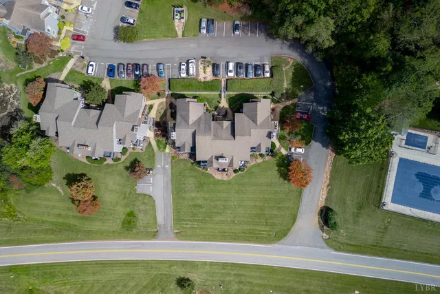 an aerial view of swimming pool