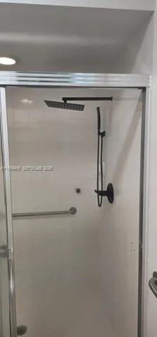 a close view of a shower in a bathroom