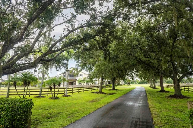 a view of yard with green space