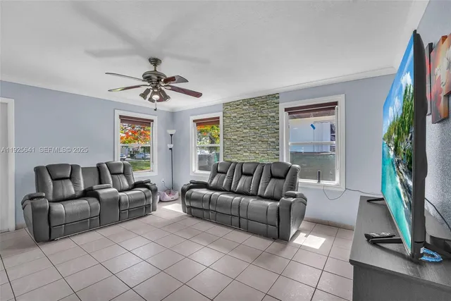 a living room with furniture