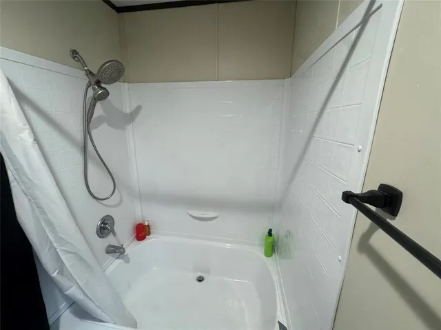 a bathroom with a bathtub