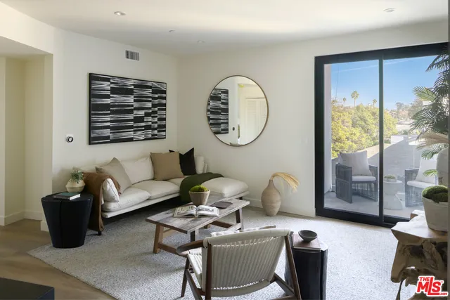 a living room with furniture a couch and a window