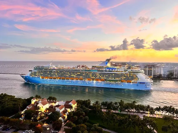 a view of a lake and a city