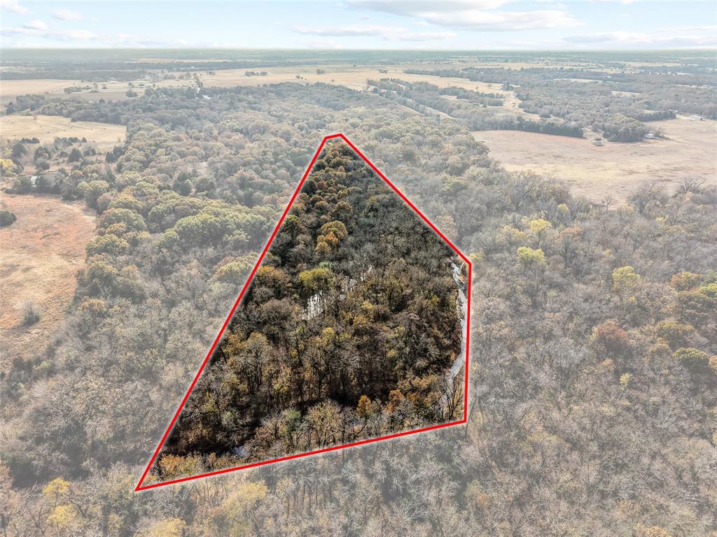 80 Campbell Road Sadler, TX 76264 - Photo 5 of 29 Aerial view of property's approximate boundary looking from the North to South, with apprx. property boundaries highlighted and North creekline Big Mineral Creek