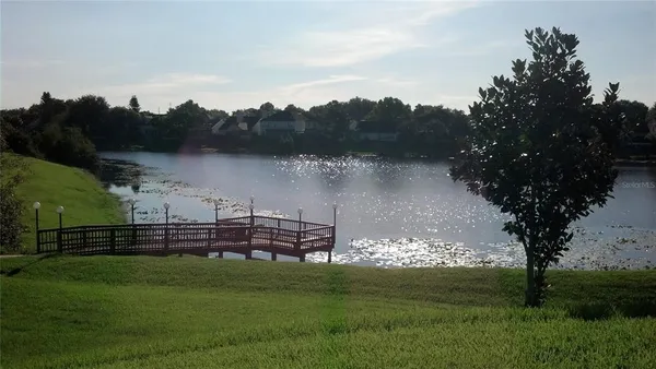 a view of a lake with mountains in the background