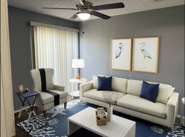 a living room with furniture