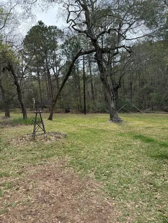 a view of outdoor space with trees all around