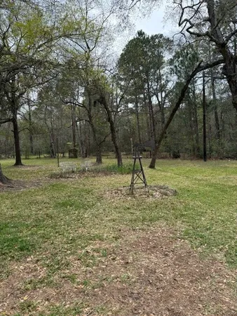 a view of outdoor space with trees all around