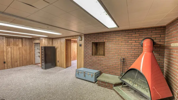 a view of a room with shelves