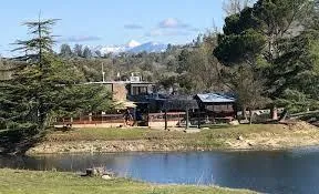 a garden view with a play ground