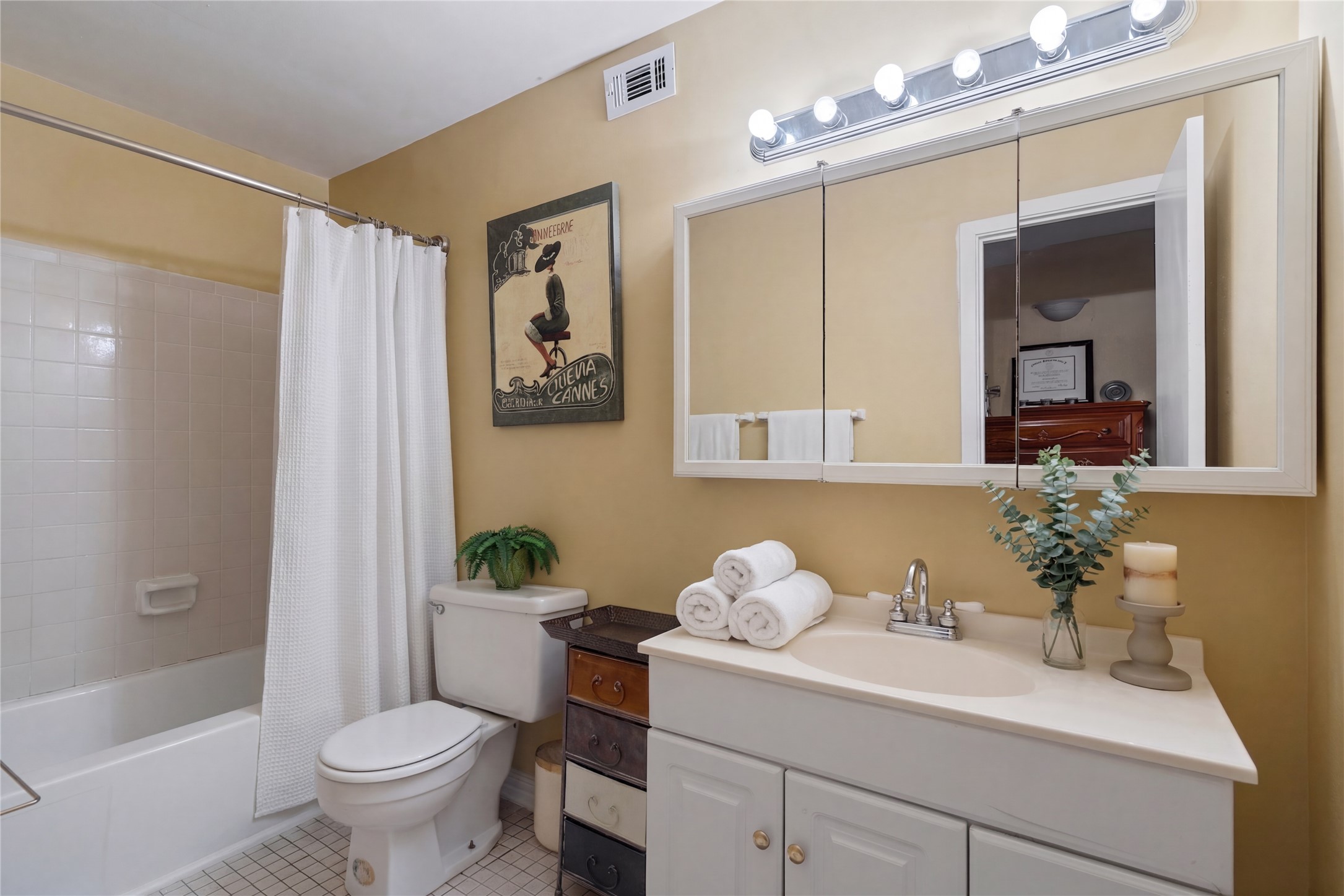 317 Venture Boulevard South Point Venture, TX 78645 - Photo 13 of 17 a bathroom with a granite countertop sink mirror toilet and bathtub