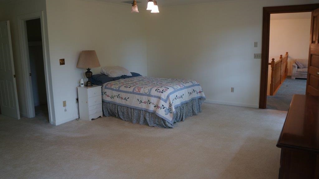 286 Beazley Road Ruckersville, VA 22968 - Photo 41 of 50 a spacious bedroom with a bed and a chandelier