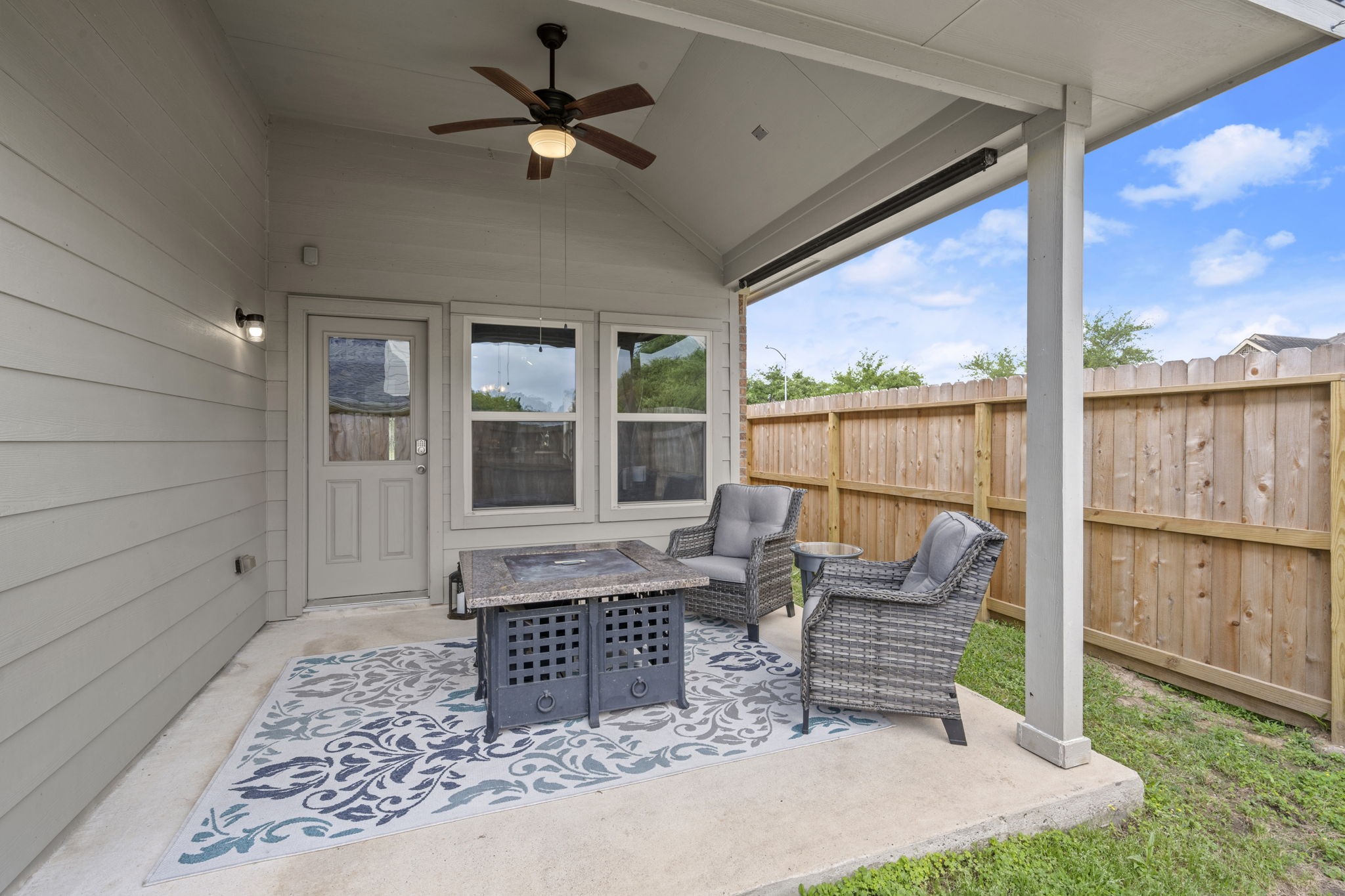27526 Gatlin Lane Spring, TX 77386 - Photo 15 of 31 Escape to this lovely covered patio, ideal for enjoying stunning sunsets in comfort.