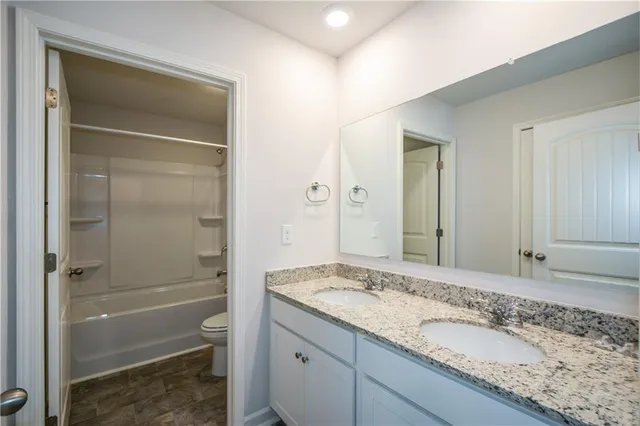 a bathroom with a toilet and a bathtub