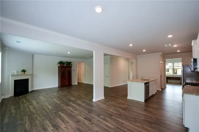 a view of a livingroom with a fireplace