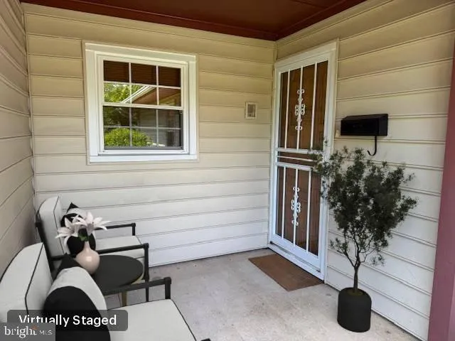 a view of backyard with furniture and potted plant