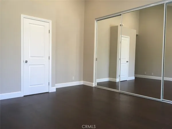 an empty room with a door