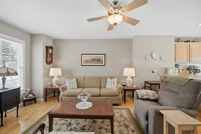 a living room with furniture a couch and a window