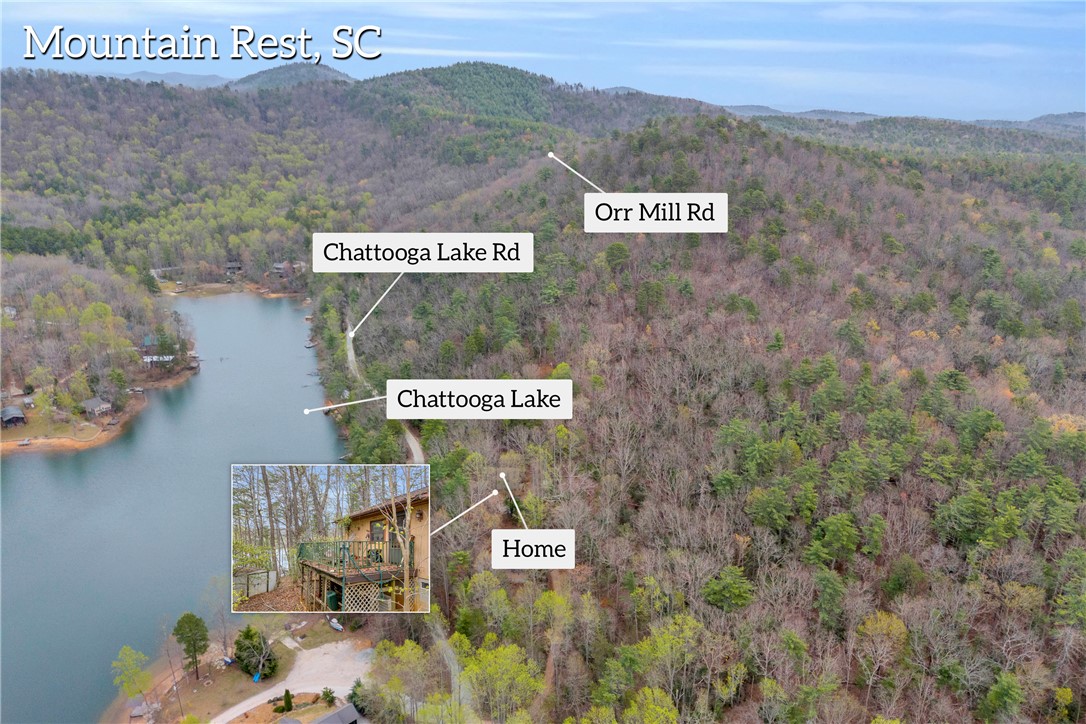 115 Little Stakey Rd Mountain Rest Mountain Rest, SC 29664 - Photo 29 of 38 This aerial view showcases a residence nestled among the hills with convenient lake access.