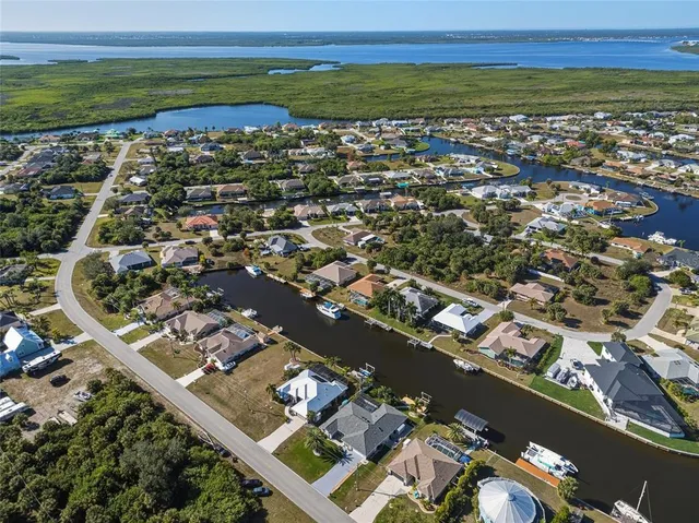 an aerial view of a house with garden