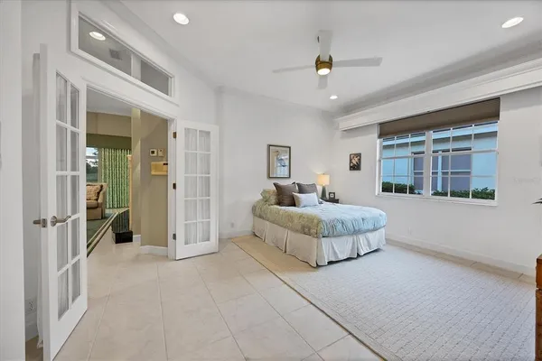 a view of a swimming pool with a garden