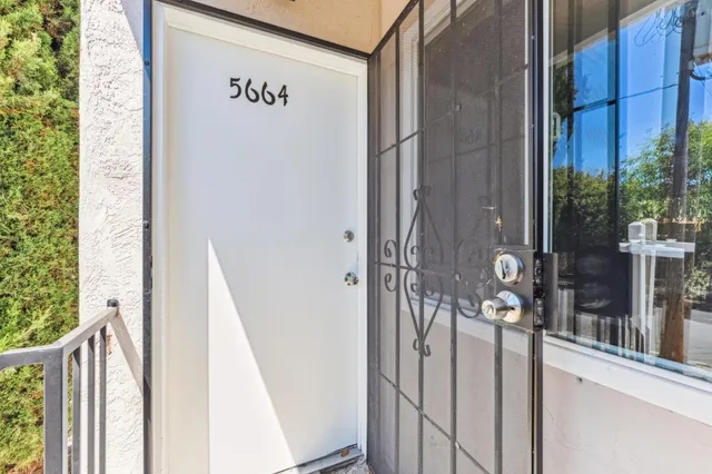 a view of a door and an entryway