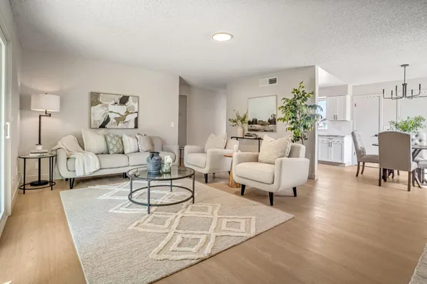 a living room with furniture and a couch
