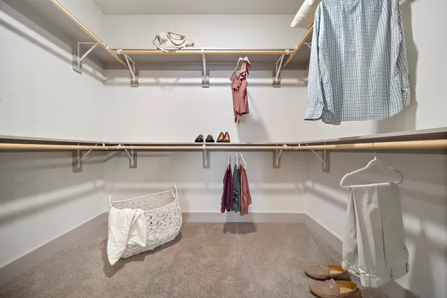 a view of a room with racks on the wall