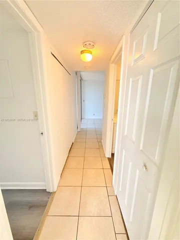 a view of a room with a window