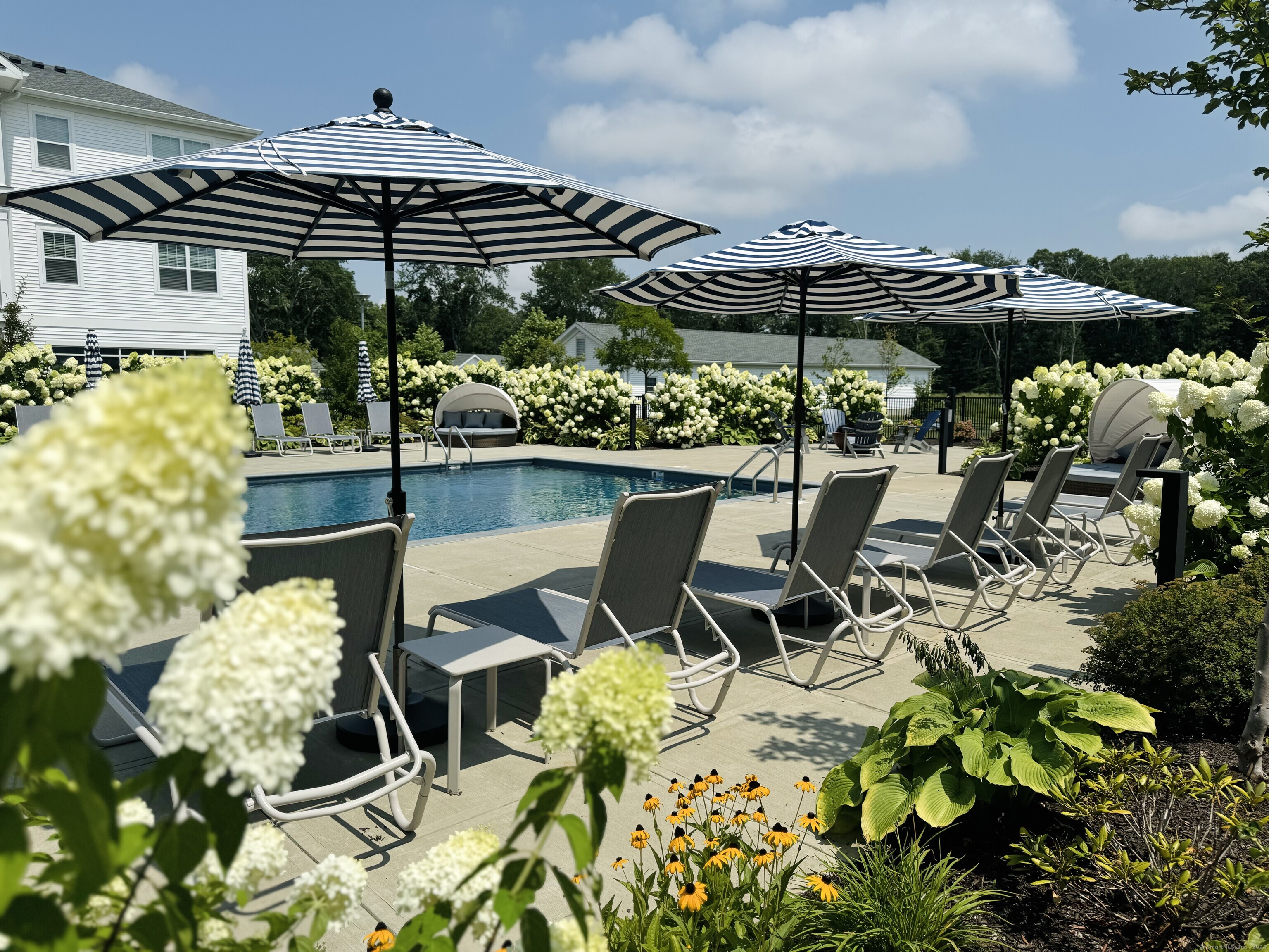 50 Perkins Farm Drive, Unit PH402 NEWPORT Stonington, CT 06355 - Photo 8 of 31 a view of a patio with table and chairs and potted plants