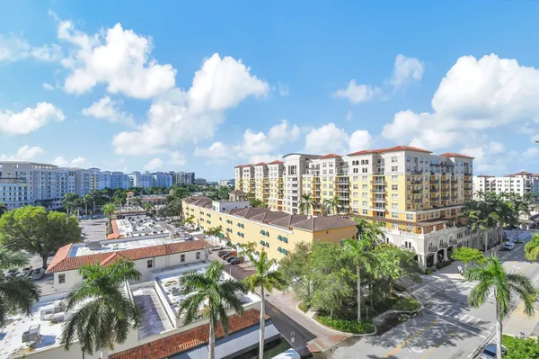 a view of a city with tall buildings