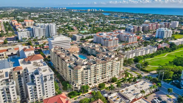 a city view with tall buildings