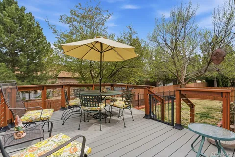 an outdoor space with furniture