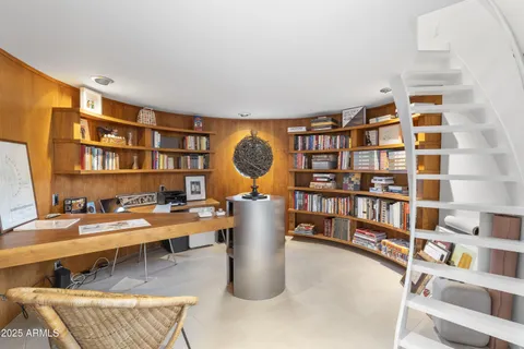 a view of a terrace with a lake view