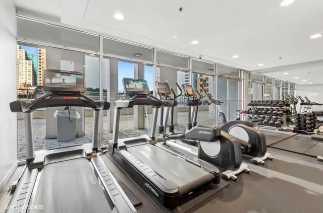 a view of a room with gym equipment