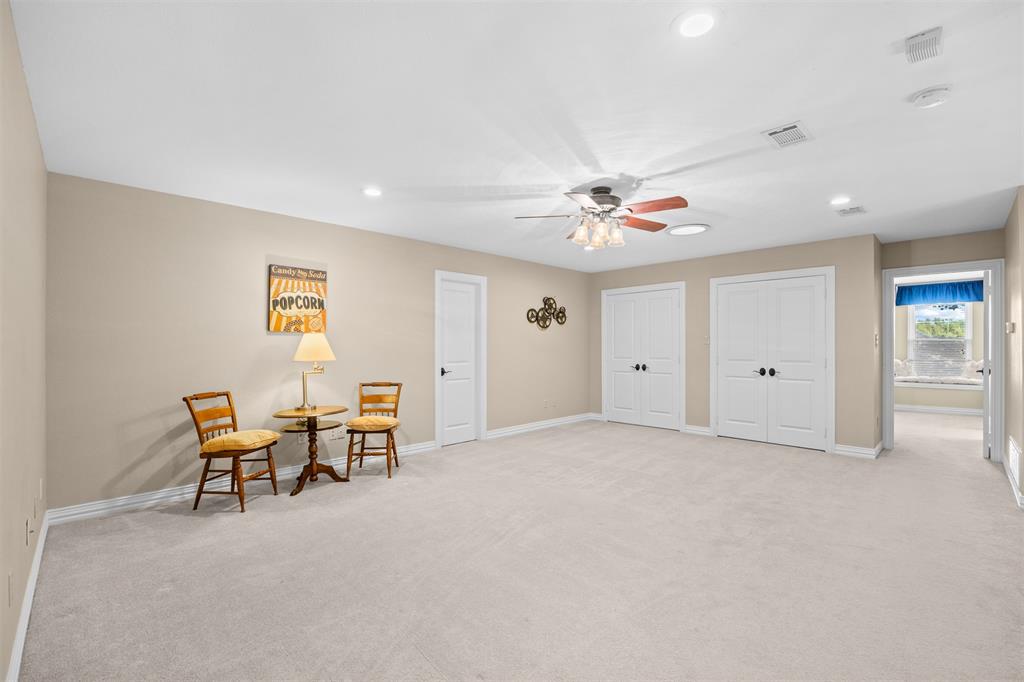 7225 Moss Ridge Road Parker, TX 75098 - Photo 19 of 40 Spacious room featuring light-colored carpet, recessed lighting, and a ceiling fan
