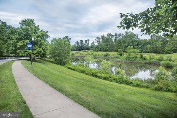 a view of a lake with a yard