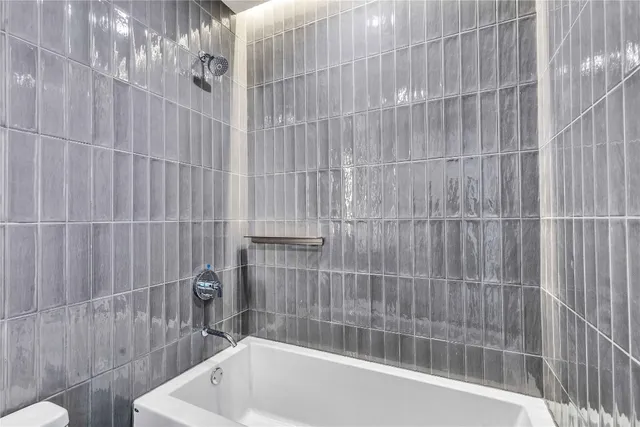 a bathroom with a bathtub