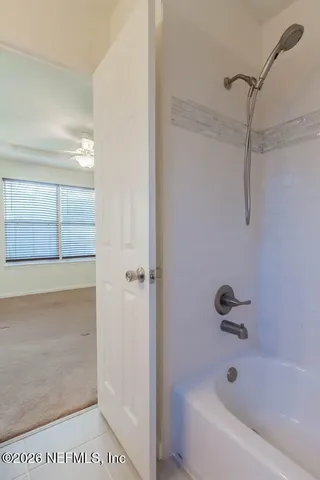 a bathroom with a tub