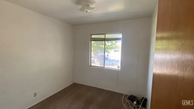 an empty room with a door
