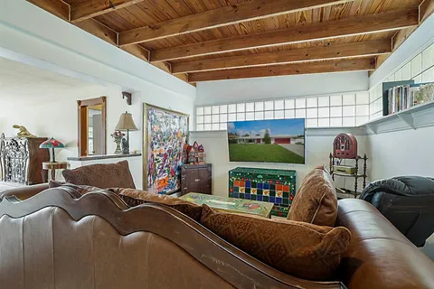 a living room with furniture