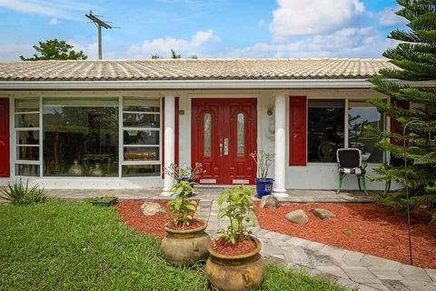 front view of a building with an outdoor space