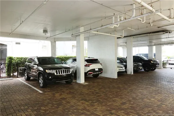 a car is parked in a garage