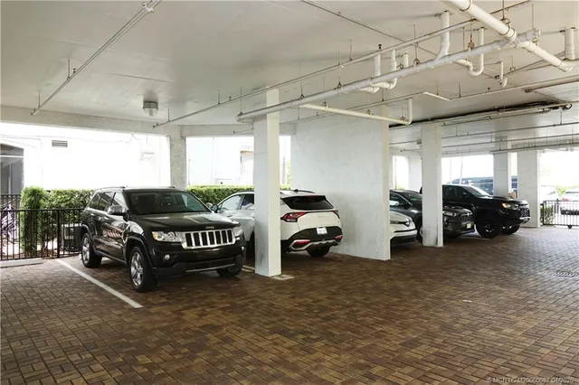 a car is parked in a garage