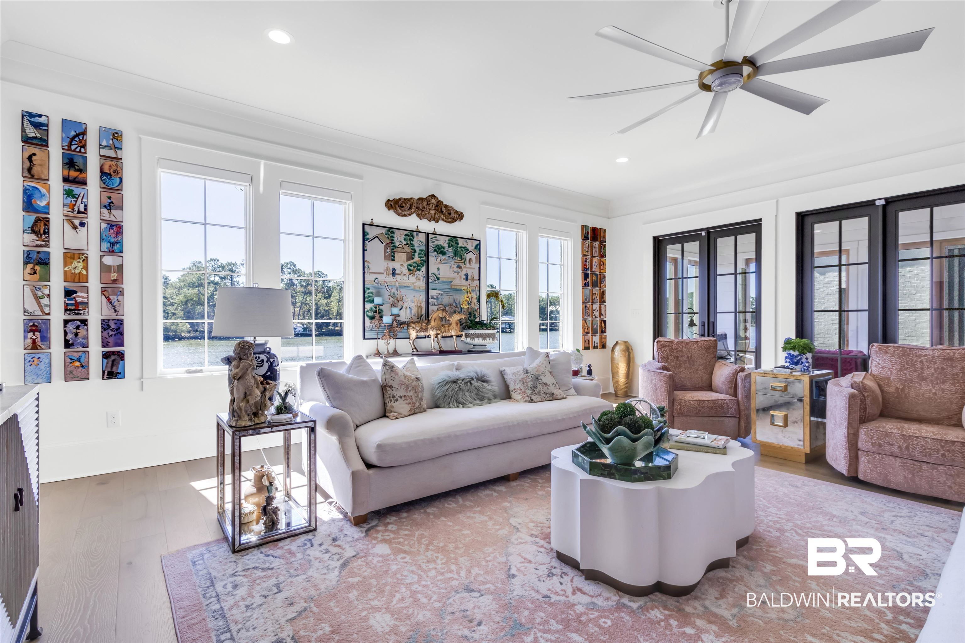 885 Inlet Circle Gulf Shores, AL 36542 - Photo 14 of 36 Living room featuring hardwood / wood-style floors, ceiling fan, and a wealth of natural light