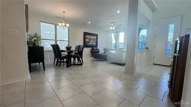 a view of a dining area with furniture