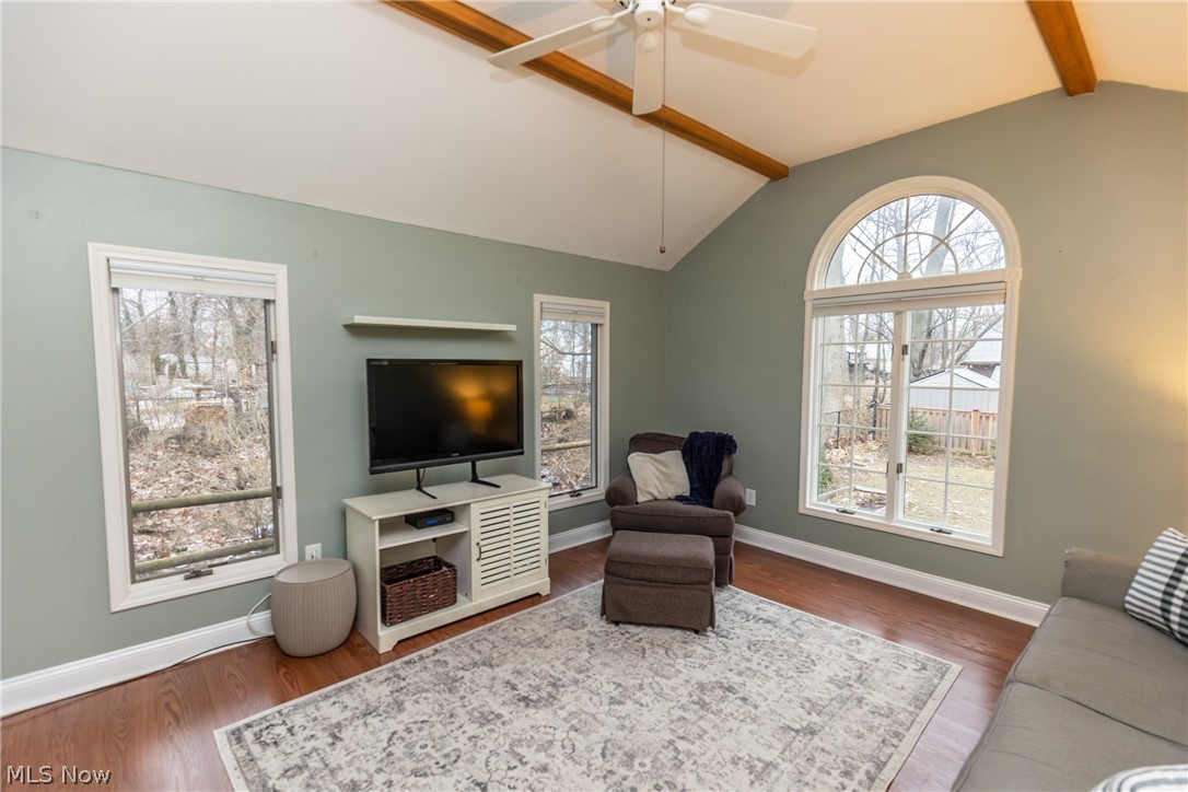 26708 Knickerbocker Road Bay Village, OH 44140 - Photo 15 of 33 Family room features vaulted ceiling with beams